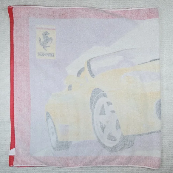 VTG Ferrari Sports Car Print Extra Large Cotton Beach Towel Y2K Retro Sporty XL - Picture 8 of 13